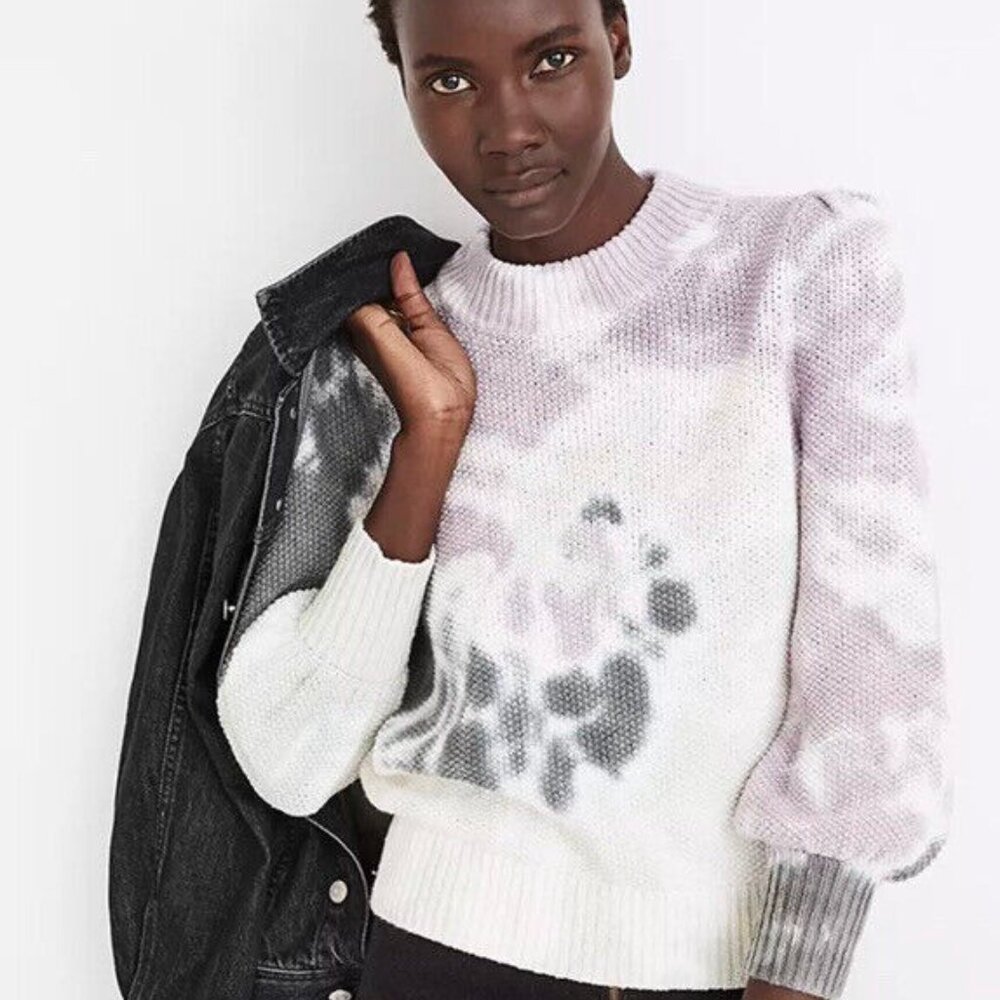 Madewell | Size S | Tie-dye Cowl Turtleneck Bishop Sleeve Knit Cotton Sweater